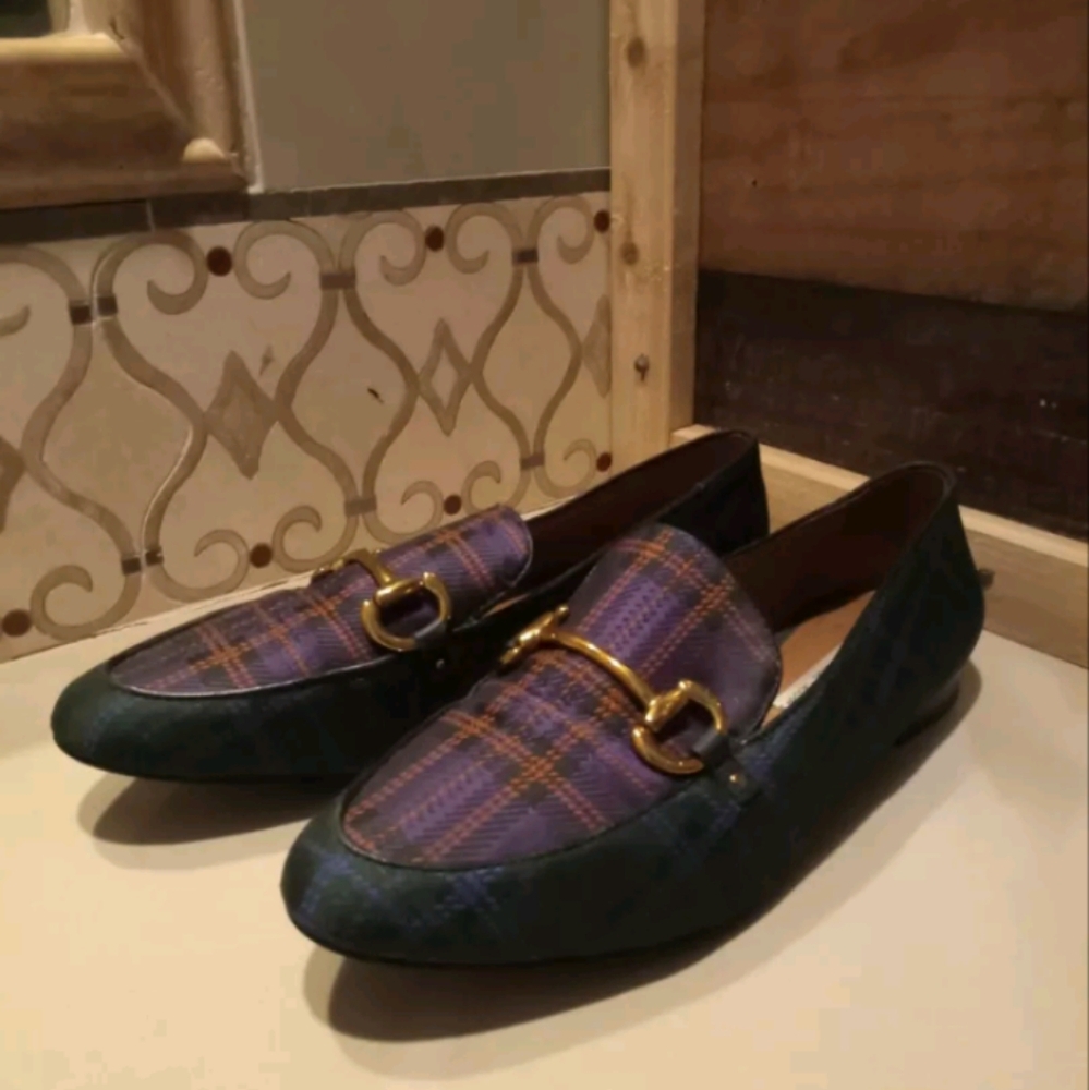 & other stories Equestrian Buckle Plaid Loafers Flats academia preppy Size 8
